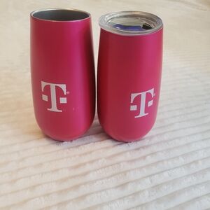 T Mobile Mini Pink/ White Insulated Bottle/ Tumbler Set